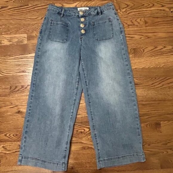 Tribal Womens Wide Leg Jeans Audrey Comfort Stretch Crop Sanded Blue - Picture 2 of 8